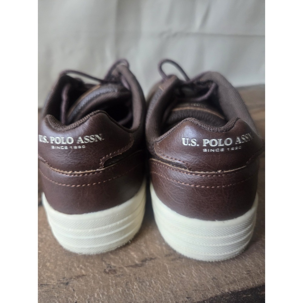 U.S. Polo Assn. Boys Sz 3.5 Children Casual Lace Up Shoes Dark Brown Logo - Picture 5 of 7